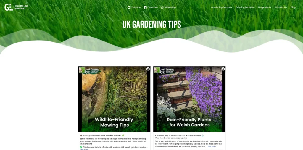 website designed for a gardener